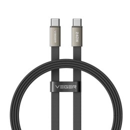Kabel płaski USB C do USB C VEGER PD 5A 240W 1,5 m CC2-MTB czarny