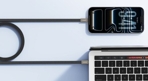 Kabel płaski USB C do USB C VEGER PD 5A 240W 1,5 m CC2-MTB czarny