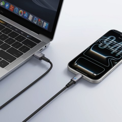 Kabel z diodą LED USB A do USB C VEGER PD 3A 66W 1,2 m AC1-ZSD czarny