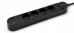 Listwa zasilająca 4 gniazda + USB A + USB C Art FU915 3 m czarna
