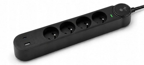Listwa zasilająca 4 gniazda + USB A + USB C Art FU915 3 m czarna