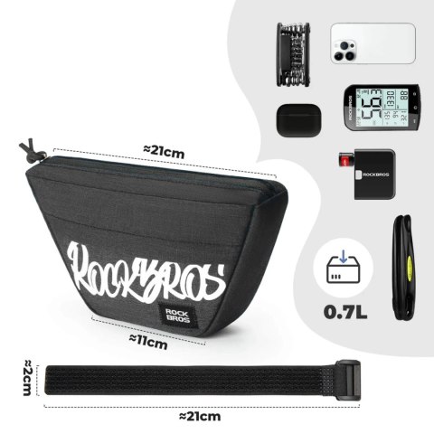 Torba na kierownicę Rockbros G011 Flash Journey - trapezoidalna, czarna
