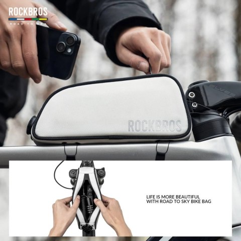 Torba na ramę 0,7L Rockbros TL004 ROAD TO SKY wodoodporna - biała