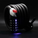 Zapięcie rowerowe Rockbros RKS531 - linka stalowa, szyfr 5-cyfrowy + LED, 180 cm