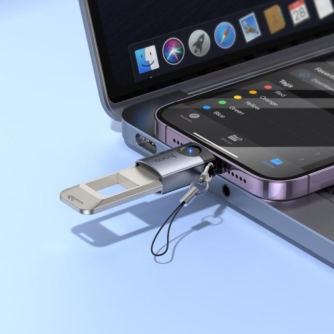 Adapter OTG Lightning do USB A Hoco UA46 Victory szary