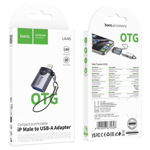 Adapter OTG Lightning do USB A Hoco UA46 Victory szary