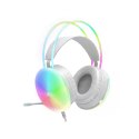 XO słuchawki przewodowe GE11 jack 3,5mm - USB-A nauszne białe RGB mikrofon