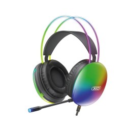 XO słuchawki przewodowe GE11 jack 3,5mm - USB-A nauszne czarne RGB mikrofon