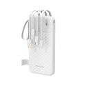 Powerbank Wozinsky W11-W 10000mAh 10W z wbudowanymi kablami i latarką - biały