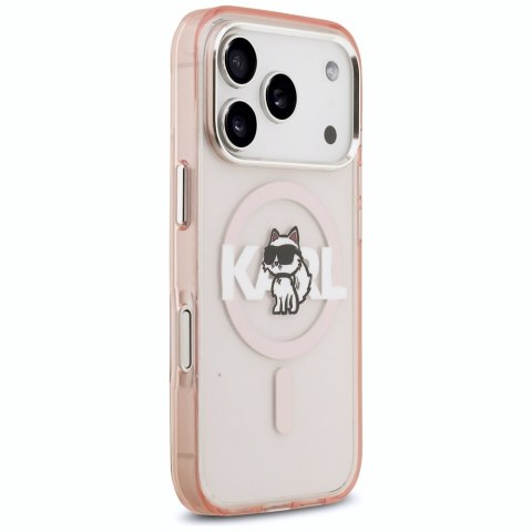 Karl Lagerfeld nakładka do iPhone 17 Pro 6,3" IML Choupette Sketch Logo MagSafe różowa