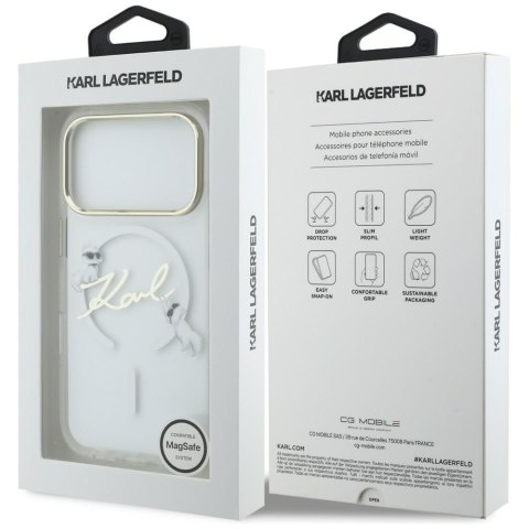 Karl Lagerfeld nakładka do iPhone 17 Pro 6,3" IML Choupettes Karl Script Logo MagSafe przezroczysta