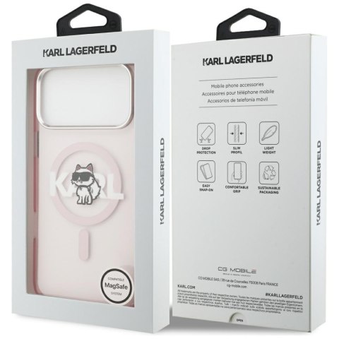 Karl Lagerfeld nakładka do iPhone 17 Pro Max 6,9" IML Choupette Sketch Logo MagSafe różowa