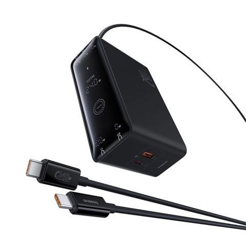 Ładowarka sieciowa Baseus Digital GaN 3xUSB-C 1xUSB-A 240W z kablem zasilającym - czarna