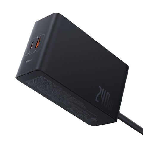 Ładowarka sieciowa Baseus Digital GaN 3xUSB-C 1xUSB-A 240W z kablem zasilającym - czarna