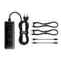 Ładowarka sieciowa Baseus Digital GaN 3xUSB-C 1xUSB-A 240W z kablem zasilającym - czarna