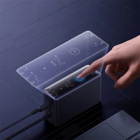 Ładowarka sieciowa Baseus Digital GaN 3xUSB-C 1xUSB-A 240W z kablem zasilającym - czarna