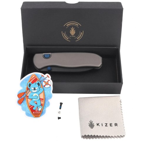 Nóż składany Kizer Drop Bear Zero Dark Gray Aluminium, Matte DLC Ultra Elmax by Azo (Ki3619BDA1)