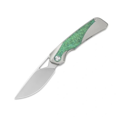 Nóż składany Kizer Topsail Silver-Green Crystallized Titanium, Blast M390 by Jonathan Styles (Ki3735A4)
