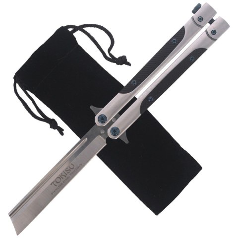 Nóż składany motylek TOKISU Balisong Black G10/Steel, Satin (02174)