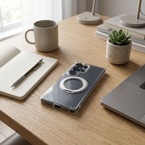 Etui na Samsung A36 Frame Circle Stand zgodne z MagSafe transparentne