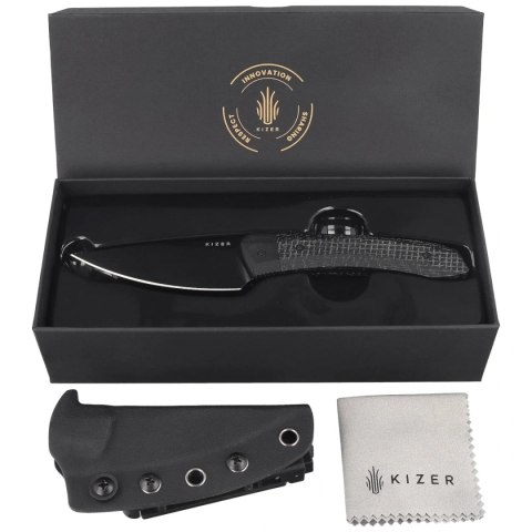 Nóż Kizer MoMo Fix 3 Black Micarta/ Black G10, Black PVD AEB-L by Vladimir Legachev (1124A4)