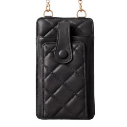 Pikowana torebka / saszetka na telefon 19*10,5*2cm, BLACK / CZARNY