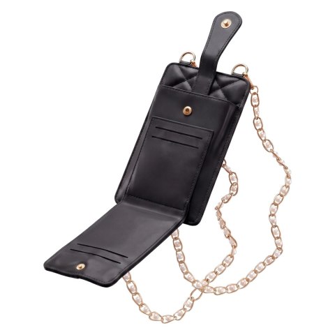 Pikowana torebka / saszetka na telefon 19*10,5*2cm, BLACK / CZARNY