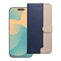 Etui z klapką na Motorola G17 Split Book granatowo-kremowe