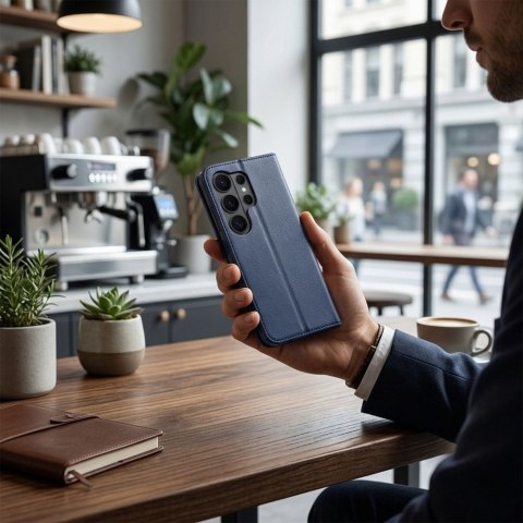 Etui z klapką na Motorola G17 Split Book granatowo-kremowe