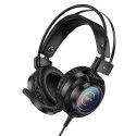 Słuchawki przewodowe nauszne Hoco gamingowe USB A + Jack 3,5 mm gamingowe 2 m W110 czarne