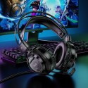 Słuchawki przewodowe nauszne Hoco gamingowe USB A + Jack 3,5 mm gamingowe 2 m W110 czarne