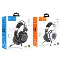 Słuchawki przewodowe nauszne Hoco gamingowe USB A + Jack 3,5 mm gamingowe 2 m W110 czarne