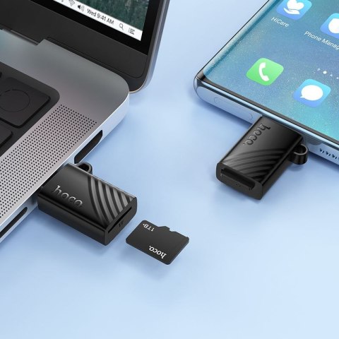 Czytnik kart TF 2.0 USB-C Hoco HB53 czarny