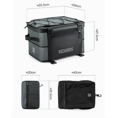 Torba rowerowa Rockbros A30 ROAD TO SKY składana na bagażnik 15-30 l - szara