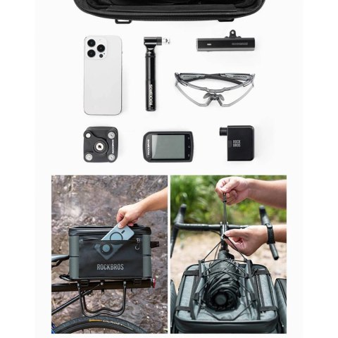 Torba rowerowa Rockbros A30 ROAD TO SKY składana na bagażnik 15-30 l - szara