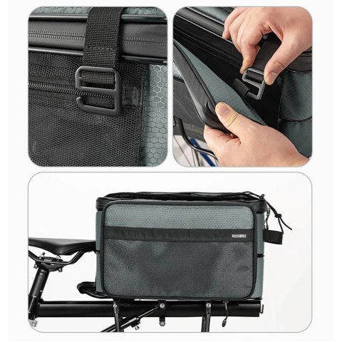 Torba rowerowa Rockbros A30 ROAD TO SKY składana na bagażnik 15-30 l - szara