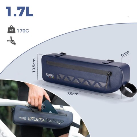 Torba rowerowa Rockbros AS-140 ROAD TO SKY wodoodporna pod ramę 1,7 l - niebieska