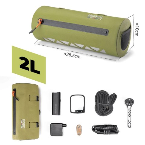 Torba rowerowa Rockbros AS-145 ROAD TO SKY na kierownicę wodoodporna 2 l - zielona