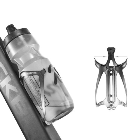 Koszyk na bidon Rockbros RKL02 aluminiowy - czarno-srebrny
