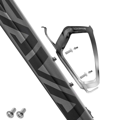 Koszyk na bidon Rockbros RKL02 aluminiowy - czarno-srebrny