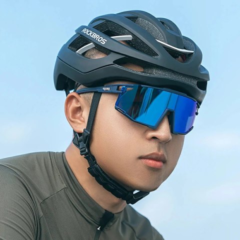 Okulary rowerowe Rockbros SP258 ROAD TO SKY polaryzacyjne niebieskie soczewki - granatowe
