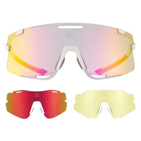 Okulary rowerowe Rockbros SP338 ROAD TO SKY z wymiennymi soczewkami - kremowe