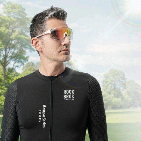 Okulary rowerowe Rockbros SP338 ROAD TO SKY z wymiennymi soczewkami - kremowe