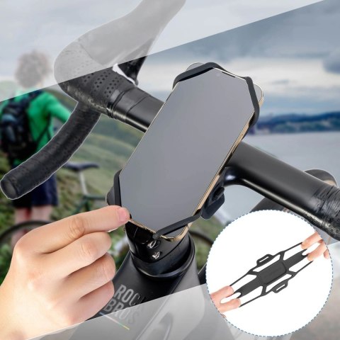 Uchwyt na telefon Rockbros 250015001 zaciskowy silikonowy - czarny