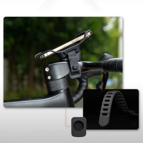 Uchwyt na telefon Rockbros 250015001 zaciskowy silikonowy - czarny