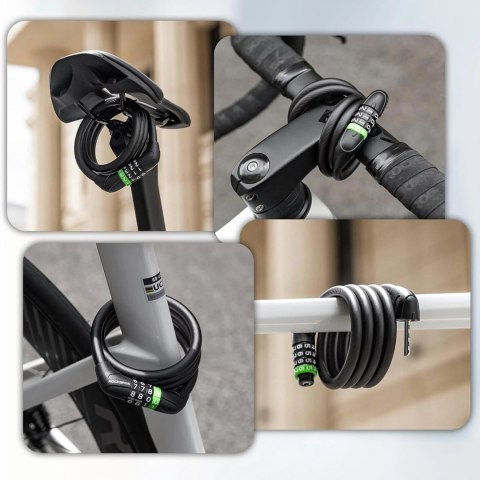 Zapięcie rowerowe Rockbros 87632 na szyfr linka stalowa 115 cm - czarne