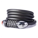 Zapięcie rowerowe Rockbros RKS531 na szyfr 5-cyfrowy linka stalowa 120 cm z oświetleniem LED - czarne