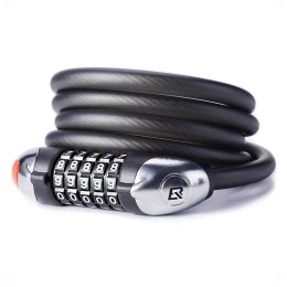 Zapięcie rowerowe Rockbros RKS531 na szyfr 5-cyfrowy linka stalowa 120 cm z oświetleniem LED - czarne