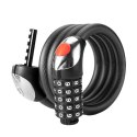 Zapięcie rowerowe Rockbros RKS531 na szyfr 5-cyfrowy linka stalowa 120 cm z oświetleniem LED - czarne