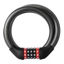 Zapięcie rowerowe Rockbros RKS531 na szyfr 5-cyfrowy linka stalowa 120 cm z oświetleniem LED - czarne